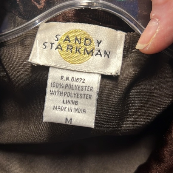 Sandy Starkman Chocolate Brown Embroidered Velvet Blazer M - Picture 11 of 12